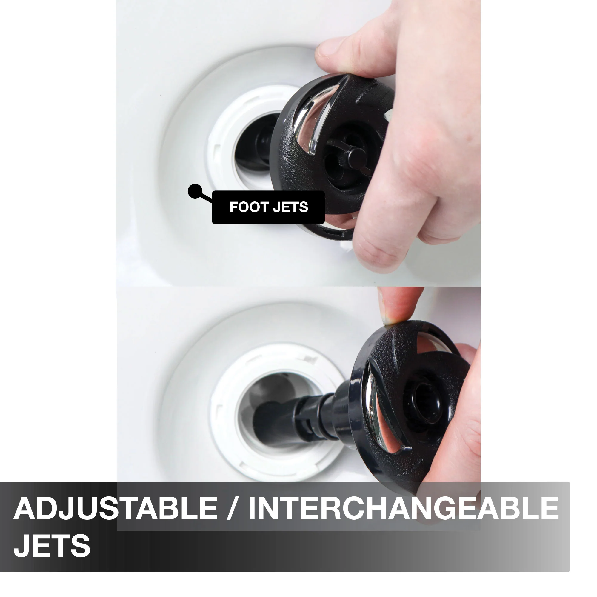 Huron adjustable interchangeable jets