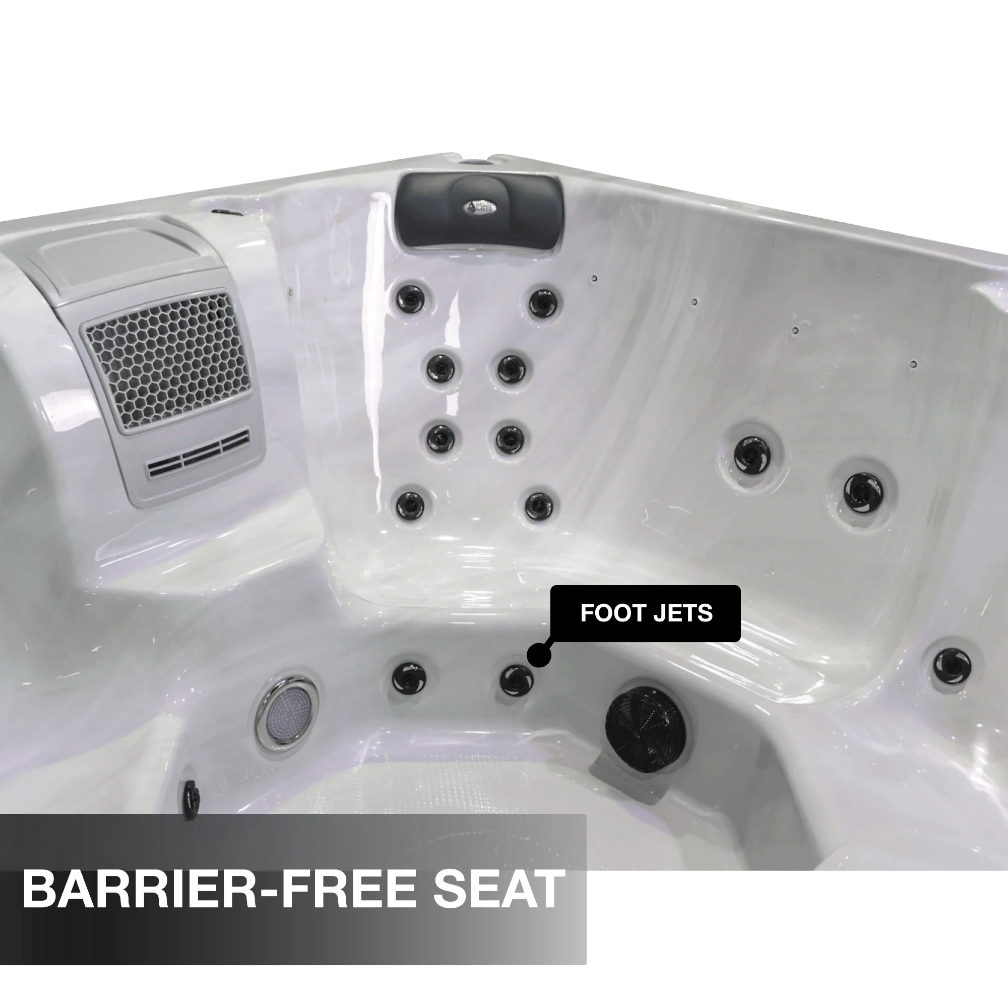 Huron barrier-free seat with foot jets
