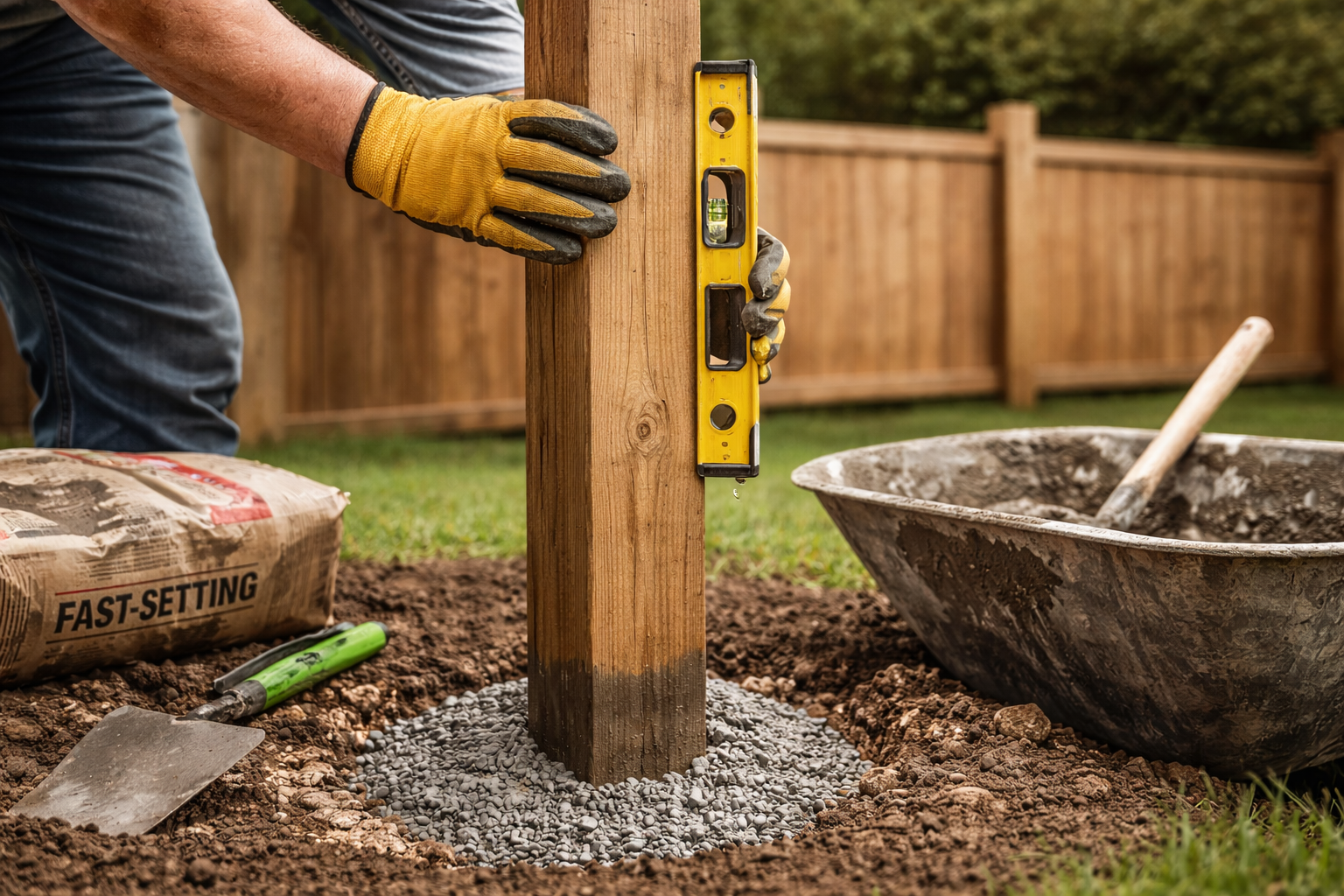 Fence post installation and post hole preparation